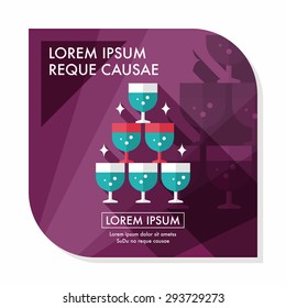 wedding champagne flat icon with long shadow,eps10