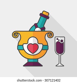 wedding champagne flat icon with long shadow,eps10