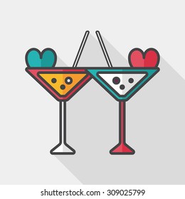 wedding champagne flat icon with long shadow,eps10