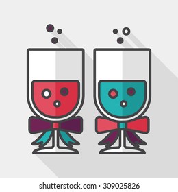 wedding champagne flat icon with long shadow,eps10