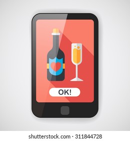 wedding champagne flat icon with long shadow,eps10