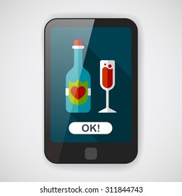 wedding champagne flat icon with long shadow,eps10