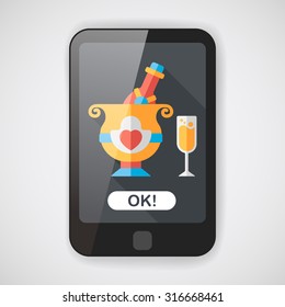 wedding champagne flat icon with long shadow,eps10