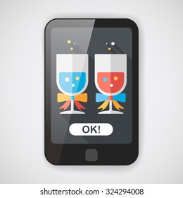 wedding champagne flat icon with long shadow,eps10