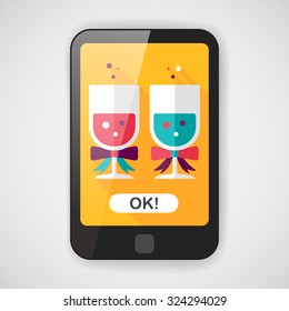 wedding champagne flat icon with long shadow,eps10