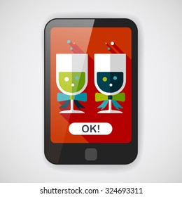 wedding champagne flat icon with long shadow,eps10