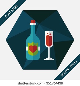 wedding champagne flat icon with long shadow,eps10