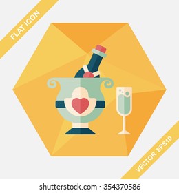 wedding champagne flat icon with long shadow,eps10