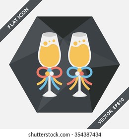 wedding champagne flat icon with long shadow,eps10