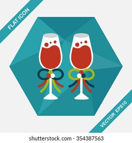wedding champagne flat icon with long shadow,eps10
