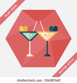 wedding champagne flat icon with long shadow,eps10