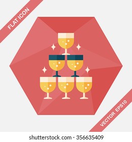 wedding champagne flat icon with long shadow,eps10