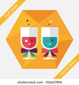 wedding champagne flat icon with long shadow,eps10