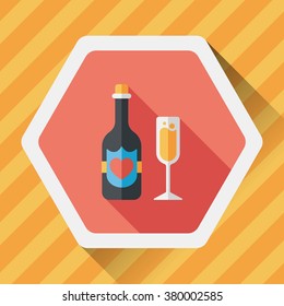 wedding champagne flat icon with long shadow,eps10