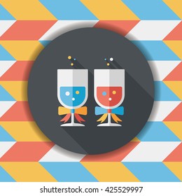 wedding champagne flat icon with long shadow,eps10