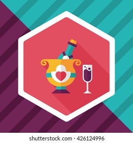 wedding champagne flat icon with long shadow,eps10