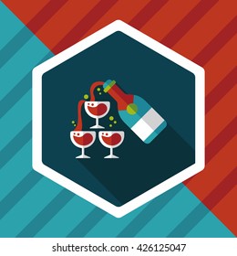 wedding champagne flat icon with long shadow,eps10