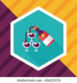 wedding champagne flat icon with long shadow,eps10
