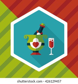 wedding champagne flat icon with long shadow,eps10