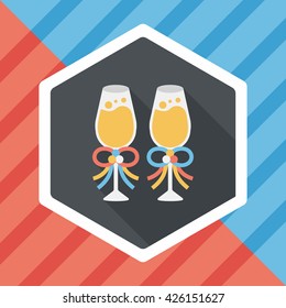 wedding champagne flat icon with long shadow,eps10