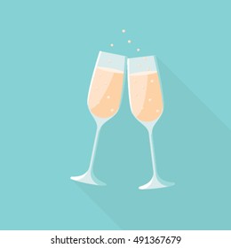 Wedding champagne flat icon vector illustrator 