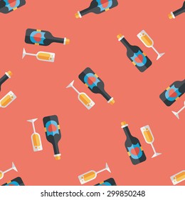 wedding champagne flat icon,eps10 seamless pattern background