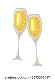 wedding champagne glass isolated design