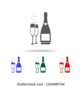 wedding champagne with glasses icons. Elements of wedding in multi colored icons. Premium quality graphic design icon. Simple icon for websites, web design, mobile app