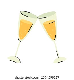 wedding champagne glasses isolated design