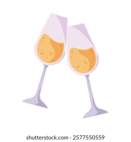 wedding champagne glasses isolated icon