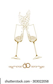 Wedding Champagne Glasses Vector Illustration