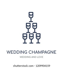 wedding Champagne icon. wedding Champagne linear symbol design from Wedding and love collection. Simple outline element vector illustration on white background.