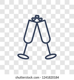wedding Champagne icon. Trendy linear wedding Champagne logo concept on transparent background from Birthday party and wedding collection