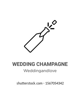 Wedding champagne outline vector icon. Thin line black wedding champagne icon, flat vector simple element illustration from editable weddingandlove concept isolated on white background