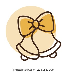 Wedding, Christmas bells isolated icon. Vector illustration, romance elements. Sticker, patch, badge, card for marriage, valentine