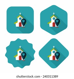 wedding church flat icon with long shadow,eps10