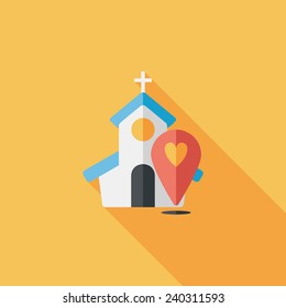 wedding church flat icon with long shadow,eps10