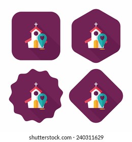 wedding church flat icon with long shadow,eps10