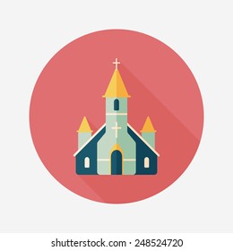 wedding church flat icon with long shadow,eps10