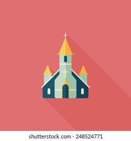 wedding church flat icon with long shadow,eps10