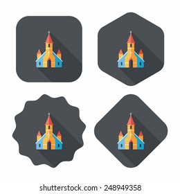 wedding church flat icon with long shadow,eps10