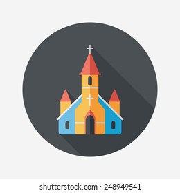 wedding church flat icon with long shadow,eps10