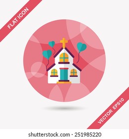 wedding church flat icon with long shadow,eps10