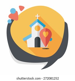 wedding church flat icon with long shadow,eps10