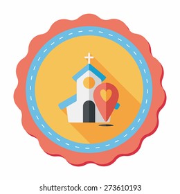wedding church flat icon with long shadow,eps10