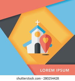 wedding church flat icon with long shadow,eps10