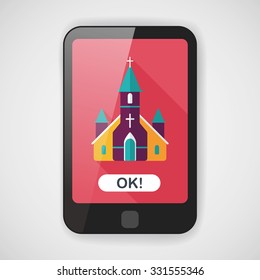 wedding church flat icon with long shadow,eps10