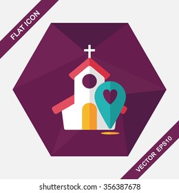 wedding church flat icon with long shadow,eps10