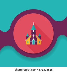wedding church flat icon with long shadow,eps10