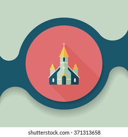 wedding church flat icon with long shadow,eps10
